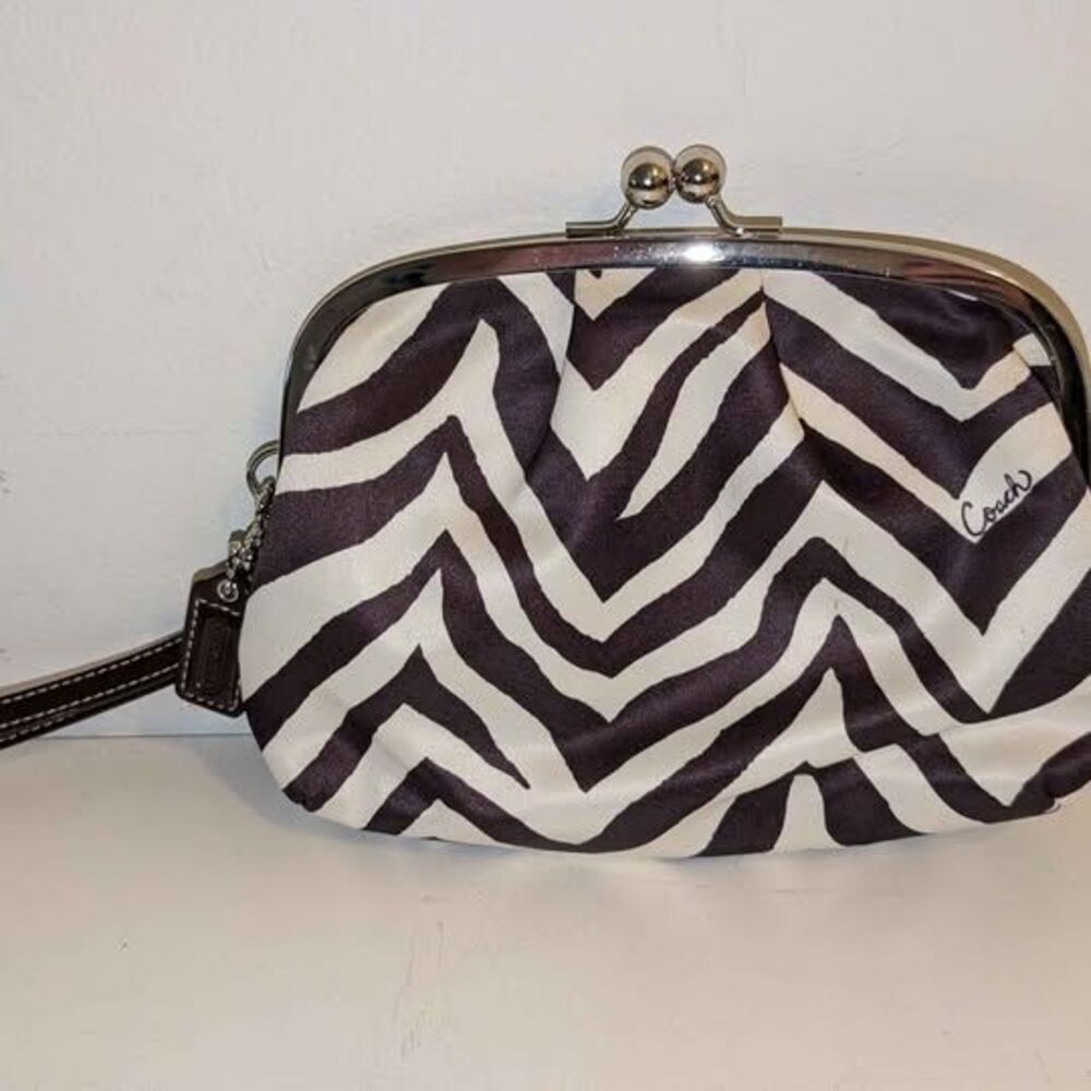 Coach Zebra Print Kisslock Wristlet
